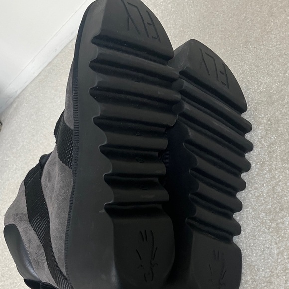 Fly London Black Lace Up Wedge Boots - Picture 6 of 7